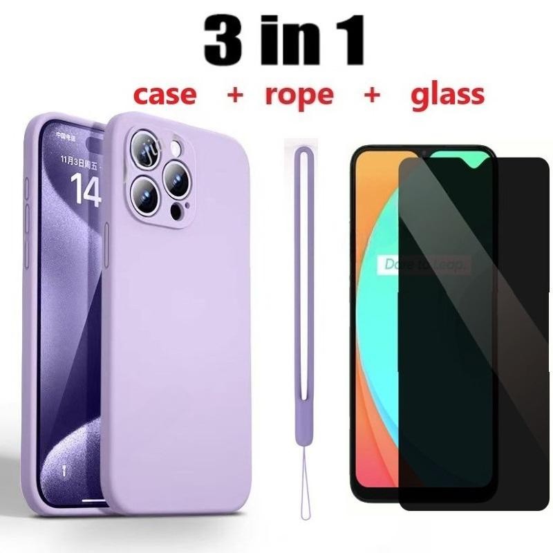 3-in-1 Anti Drop และ Dirt Proof เคสโทรศัพท์ + anti Peeping กระจกนิรภัยสําหรับ Huawei Y7A Y7P Y6P Y7 