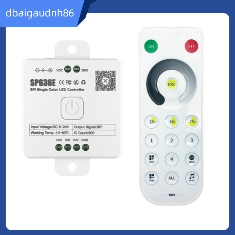 READY STOCKAND-SP636E SPI DC5-24v คอนโทรลเลอร์ขาวดําพร้อมรีโมทคอนโทรลรองรับรีโมทคอนโทรลสัมผัส 2.4G