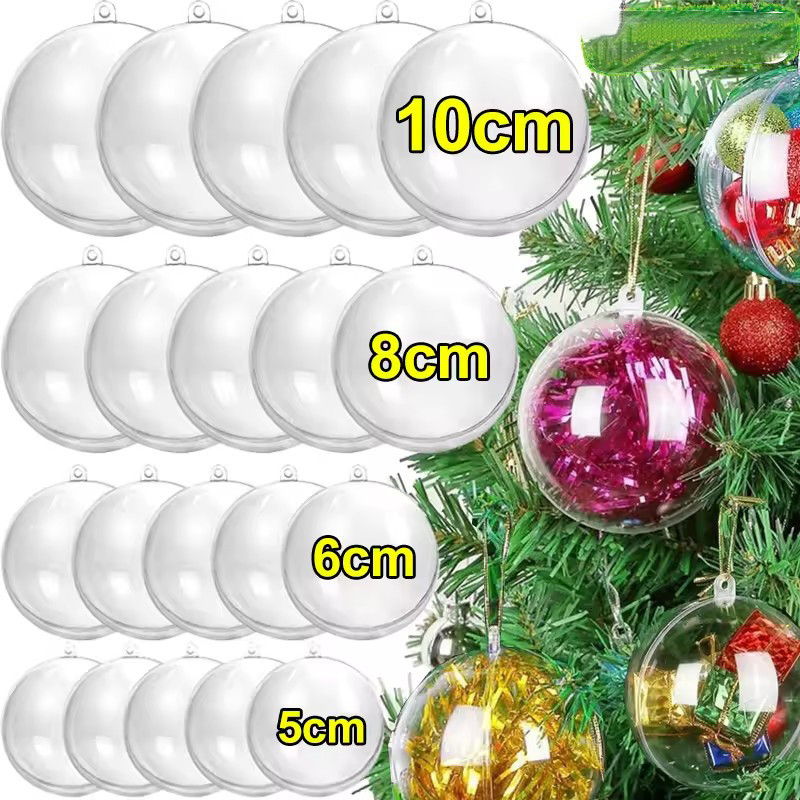 5/6/8/10 ซม.คริสต์มาสใสเติมเครื่องประดับ Ball-เปิด Bauble กล่อง Xmas Tree แขวนจี้