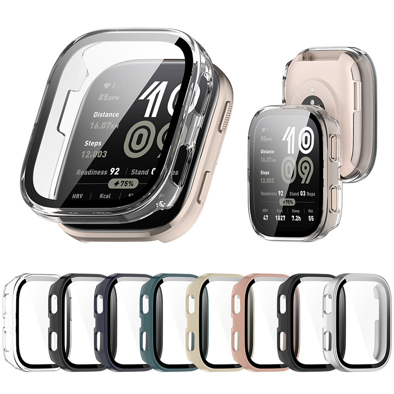 เคสกระจกนิรภัยคลุมทั้งหมดปกป้องหน้าจอเปลือกแข็งสําหรับ Huami Amazfit Bip 6