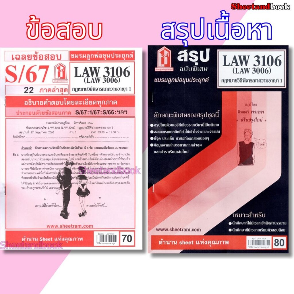 ชีทราม LAW3106,LAW3006 (LA 306) กฎหมายวิธีพิจารณาความอาญา 1 กฎหมายวิ.อาญา 1 Sheetandbook LKS0063
