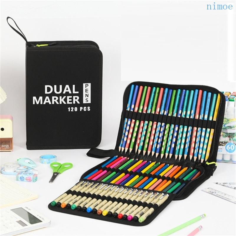 ไม่เป็นไร 60 72 100 120 ช่องระบายสีดินสอกระเป๋าถือความจุขนาดใหญ่กรณีดินสอ