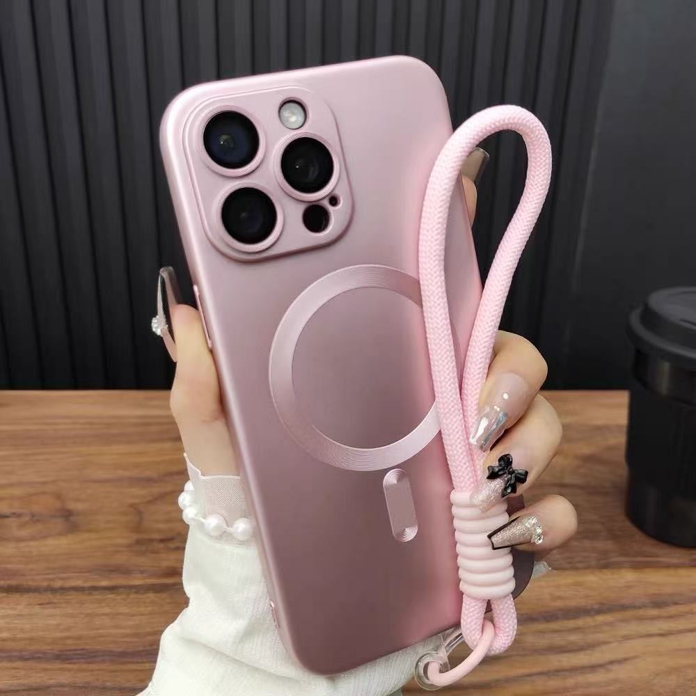 ((พร้อม Tether) เหมาะสําหรับ iPhone 11 12 13 14 15 16 Pro Max Plus Matte เคสโทรศัพท์แบบเต็มเลนส์ฝาหล