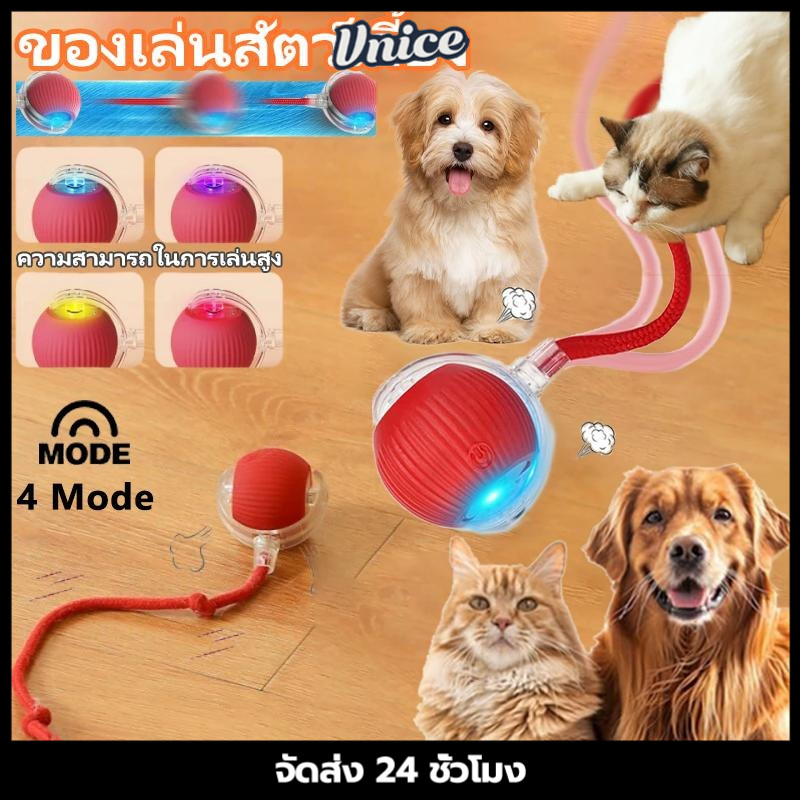 ของเล่นแมวอัจฉริยะ ลูกบอลกลิ้งอัตโนมัติ ออกแบบหางปลอม ของเล่นสัตว์เลี้ยงแบบโต้ตอบไฟฟ้าแบบชาร์จไฟได้