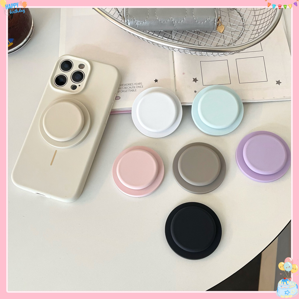 ที่วางโทรศัพท์แม่เหล็กทรงกลมสีเรียบง่ายที่วางเดสก์ท็อปแบบยืดหดได้แบบพับได้ Popsocket Magsafe