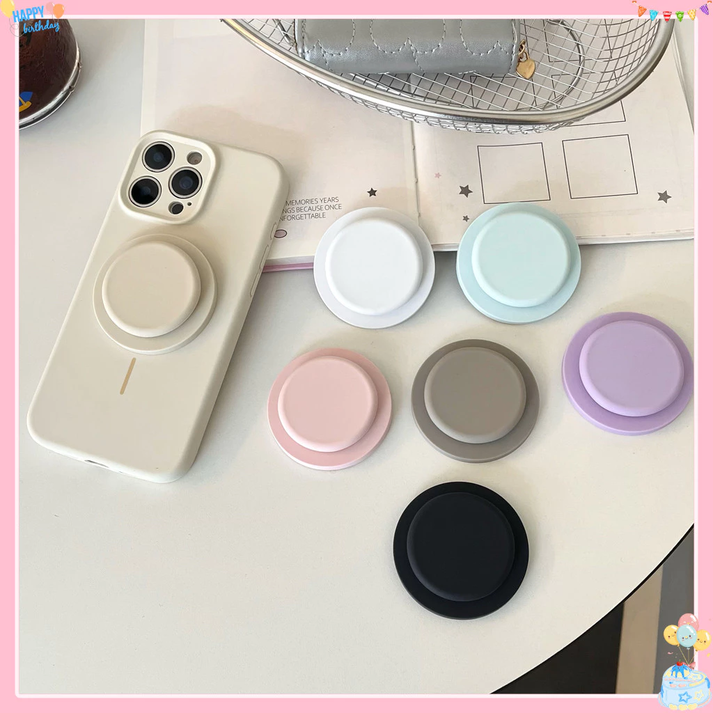 ที่วางโทรศัพท์แม่เหล็กทรงกลมสีเรียบง่ายที่วางเดสก์ท็อปแบบยืดหดได้แบบพับได้ Popsocket Magsafe