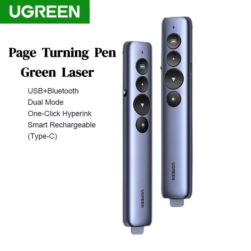Ugreen หน้าเปลี่ยนปากกาไร้สาย/บลูทูธตัวชี้ Presenter รีโมทคอนโทรลเลเซอร์สีเขียว PPT Clicker