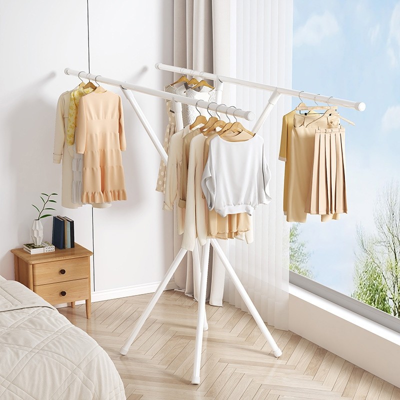Greengarden ราวแขวนเสื้อผ้า ราวตากผ้าบาร์คู่พับเก็บได้ น้ำหนักเบา แข็งแรง ตากได้ในร่มและกลางแจ้ง รุ่น 2062