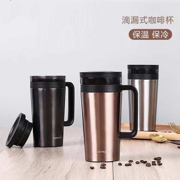 locknlock official ถ้วยน้ำร้อนและเย็น แก้วน้ำ ของแท้ล็อค304สแตนเลสกระติกน้ำร้อนกาแฟแบบพกพาชาแยกแก้วท