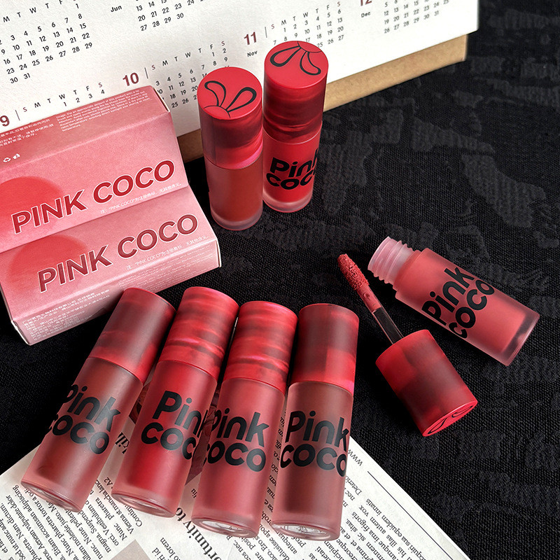 Sunset Soft Yarn Matte Lip Glaze Velvet Soft Mist Non-Stick Cup ลิปสติกไวท์เทนนิ่ง Lip Mud ลิปสติกนั