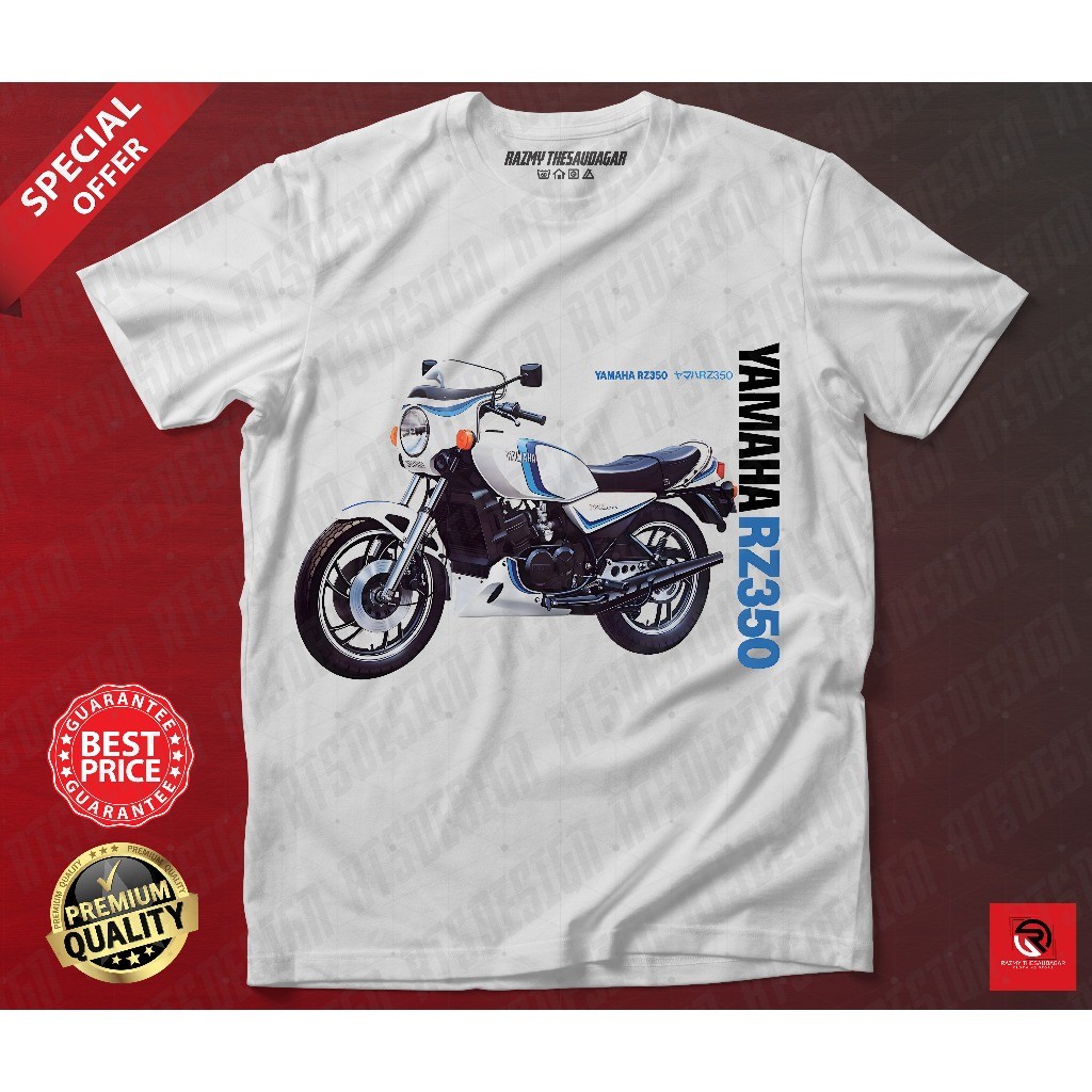 BAJU MOTOR VINTAGE YAMAHA RZ350 เสื้อยืด LENGAN PENDEK ROUNDNECK ผ้าฝ้าย
