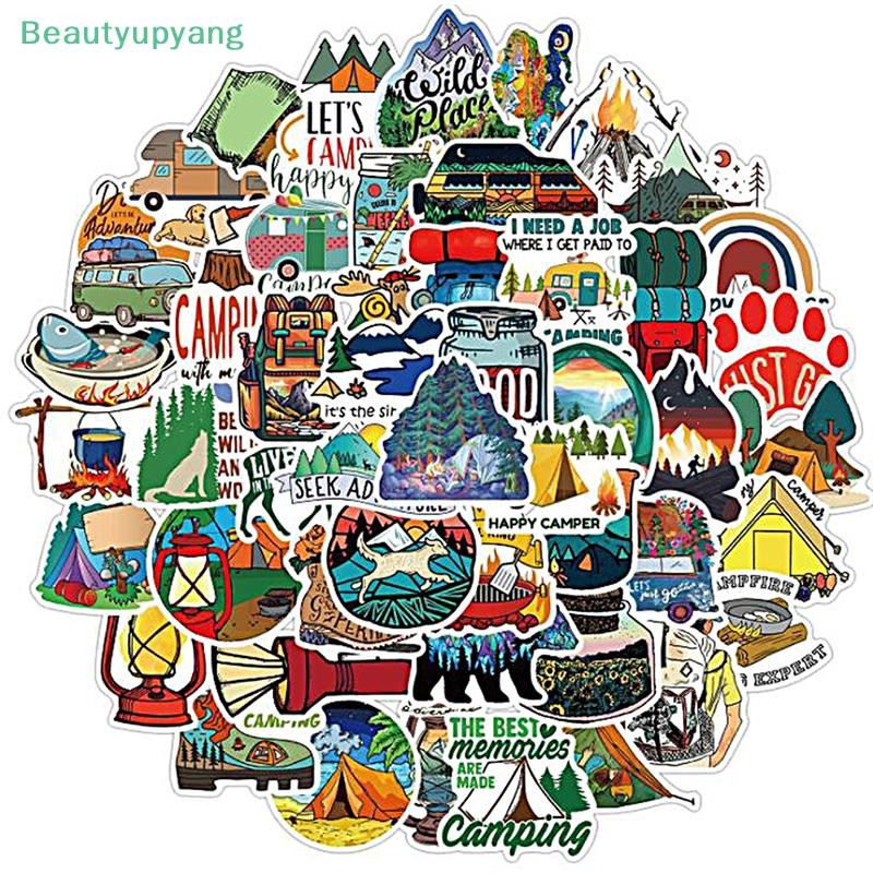 [Beautyupyang] สติ๊กเกอร์แคมป์ปิ้งกลางแจ้ง 50 ชิ้นสติ๊กเกอร์เดินทางป่า PVC สติ๊กเกอร์กราฟฟิตีกีตาร์