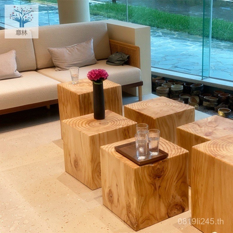 Dunzi โรงแรมไม้เนื้อแข็งรวมสตูล Stump Tree Stump Log โซฟาไม้ Stump โต๊ะข้างเตียงไม้ Stump โต๊ะกาแฟตก