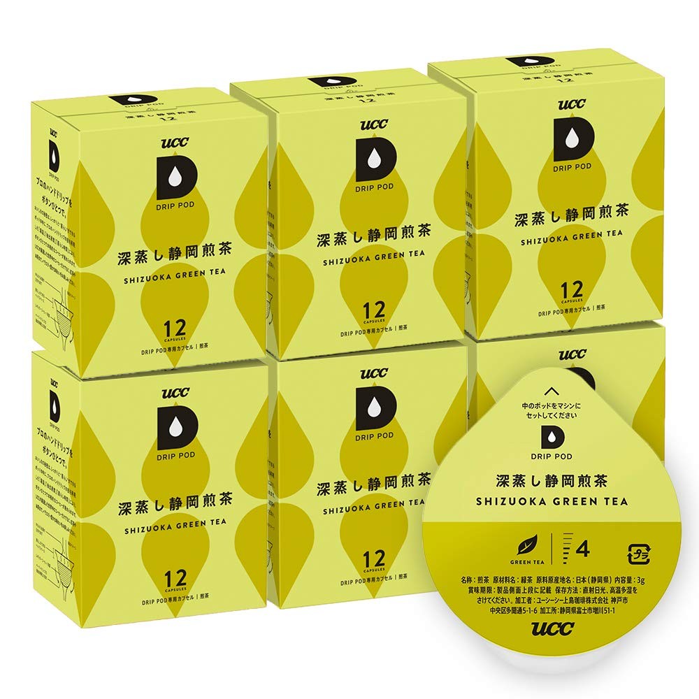 UCC Drip Pod Exclusive Capsule Deep Steamed Shizuoka Green Tea 12 Cups x 6 Boxes Pods Capsules