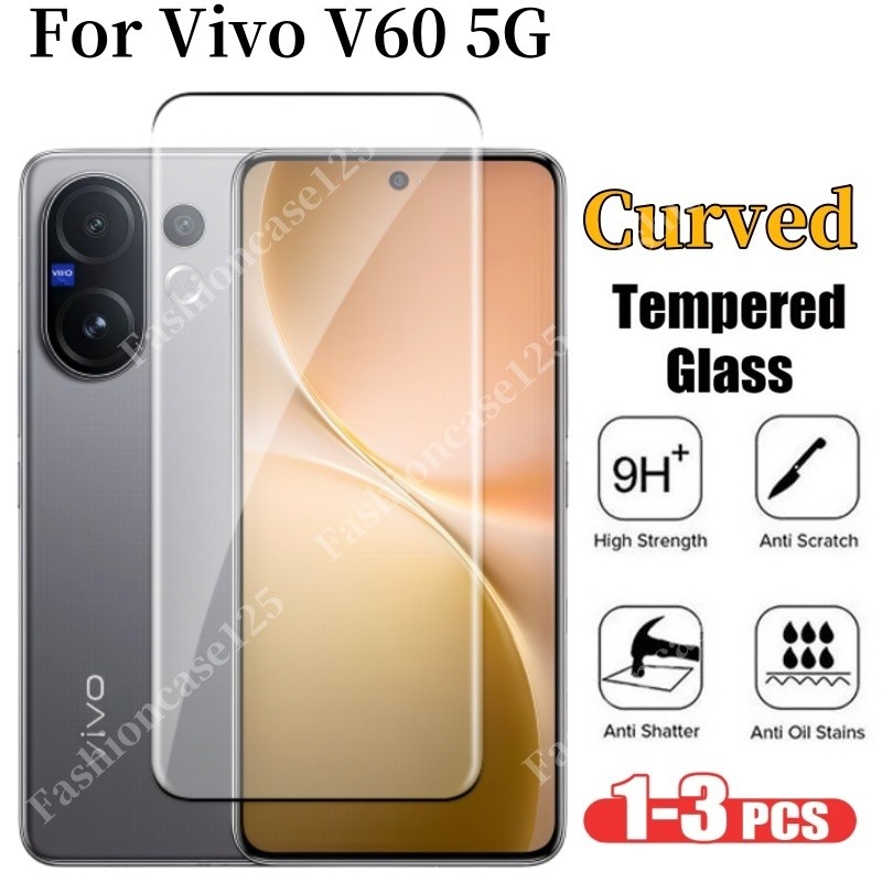 Vivo V60 5G หน้าจอโค้ง Protector สําหรับ Vivo V60 5G VivoV60 V 60 2025 กระจกนิรภัย HD Clear View ฟิล