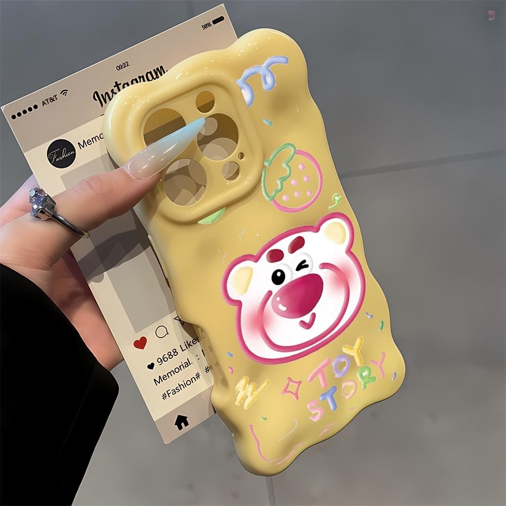 หมีสตรอเบอร์รี่ bell สําหรับ iPhone 14 12 16 13 15 11 12PRO 15PRO 14PROMAX 13PROMAX 15PROMAX 13PLUS 