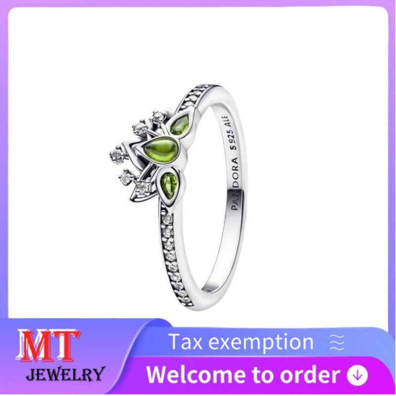 ร้อนขาย S925 เงินสเตอร์ลิงคู่สุภาพสตรีเครื่องประดับ DIY Disney Princess Tiana Tiara แหวน 193653ค01
