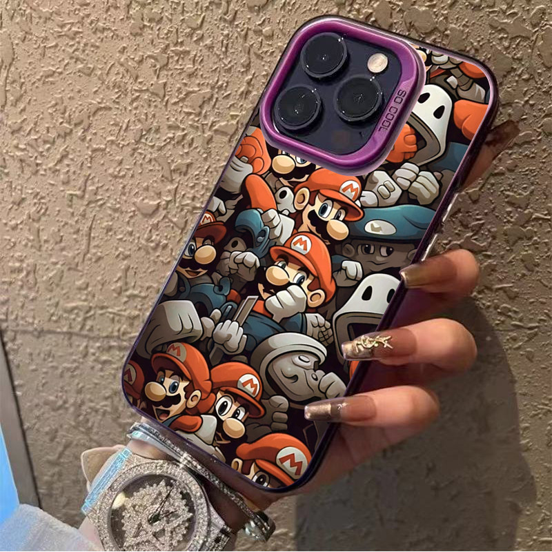 กรณีโทรศัพท์มือถือซิลิโคนแข็งหรูหรา ซูเปอร์แมรี่ for IPhone 13 12 7Plus 14 15 11 Pro MAX 8 6 7 6S Plus X XR XS - รูปที่ 6