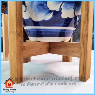 โอ่งฮวงจุ้ย โอ่ง โอ่งเซรามิค วางตกแต่งบ้าน เสริมฮวงจุ้ย โอ่งพร้อมฝาปิด+ขาตั้งไม้