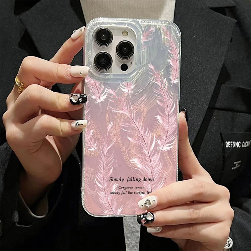 เคสโทรศัพท์มือถือเลเซอร์ IMD for iPhone 11 13 14 15 12 Pro Max 12 Pro 13 Pro 15 Plus เคสกันกระแทกเลเซอร์ไล่โทนสีน่ารัก