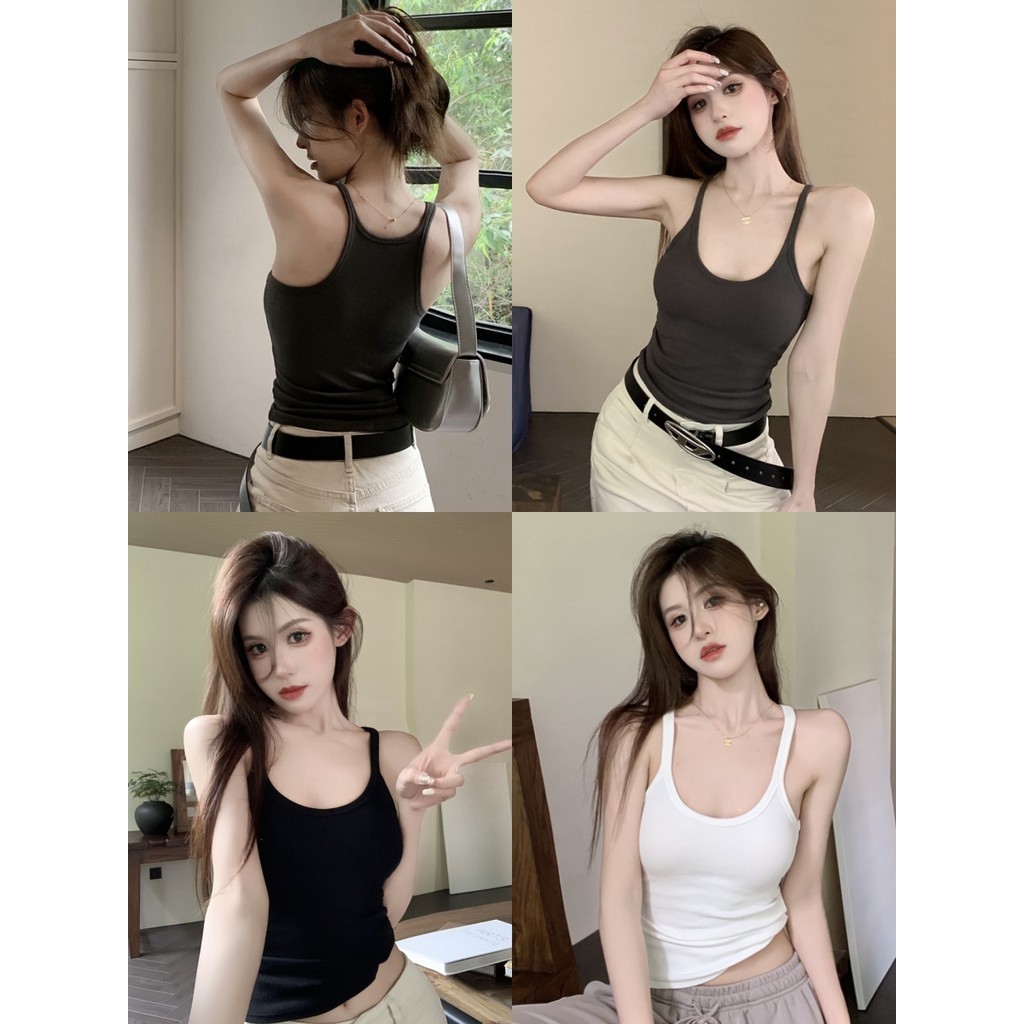 ⭐Bonnie⭐เสื้อสายเดี่ยว สายเดี่ยว สีพื้น เข้ารูป ผ้านุ่ม สไตล์เกาหลี เสื้อกล้าม ผู้หญิง ใส่สบาย ส่งไวจากไทย