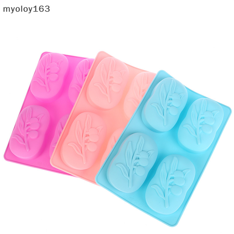 Myoloy 4Cavity รูปไข่ Olive Tree แม่พิมพ์ซิลิโคน DIY สบู่ทําเครื่องมือ Handmade แม่พิมพ์เค้กของขวัญหัตถกรรมอุปกรณ์ตกแต่งบ้าน TH