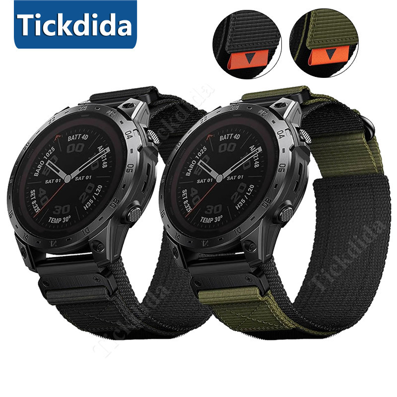 Quickfit 22 มม.26 มม.สายรัดไนลอนสําหรับ Garmin Fenix 7X 8X 8 7 Pro Fenix 6X 6 5X 5 Plus Tactix 7 Forerunner 965 955 Enduro Loop Band