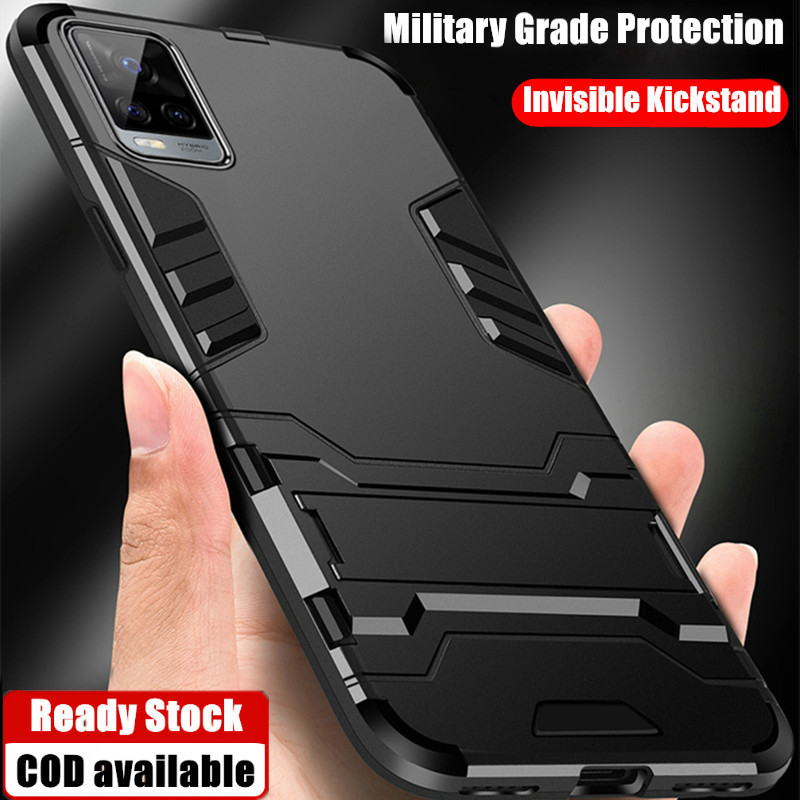 สําหรับ Vivo V20 V2025 V2024 V2040 Slim Dual Layer Heavy Duty ป้องกันซ่อน Kickstand ทหารเกรด Hard Protection กรณี