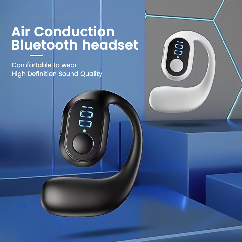 Elough BT2 Air Conduction Bluetooth 5.3 หูฟังหูฟังบลูทูธหูเดียวปุ่มแสดงผลดิจิตอลรุ่นแบตเตอรี่ยาวนานในหูหูฟังกีฬา