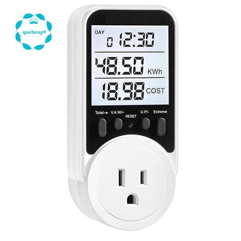 [quehenp9]Watt Meter, Plug-in Socket Power Meter, Wide Range, Backlit Large Display, Electric Usage 