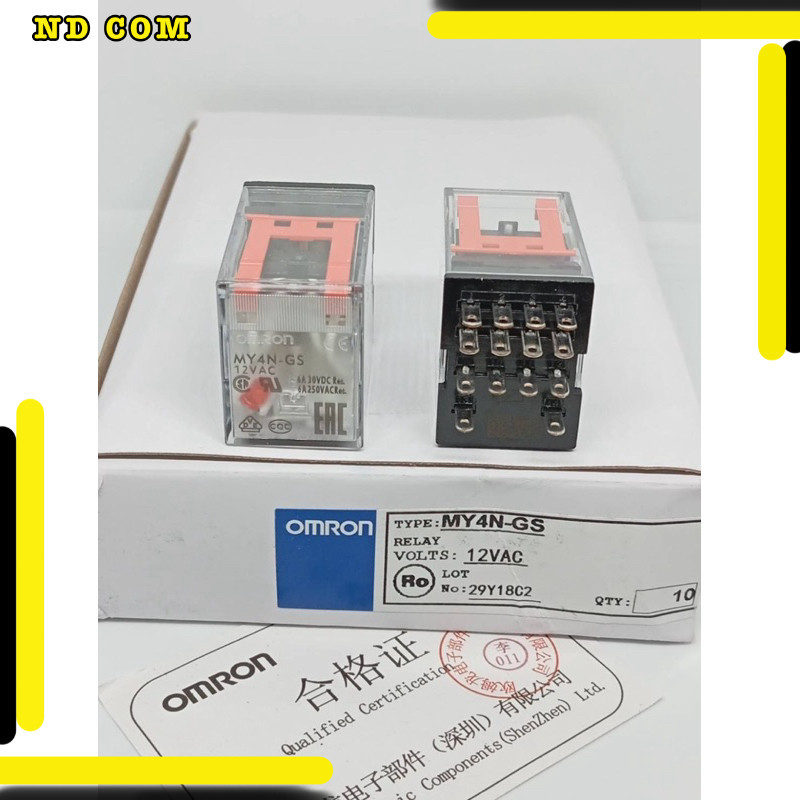 สุดคุ้ม! รีเลย์ ใหม่  MY4N-GS 12VDC 24VDC  220vac MY4GS  12VAc 24vac MY4GS