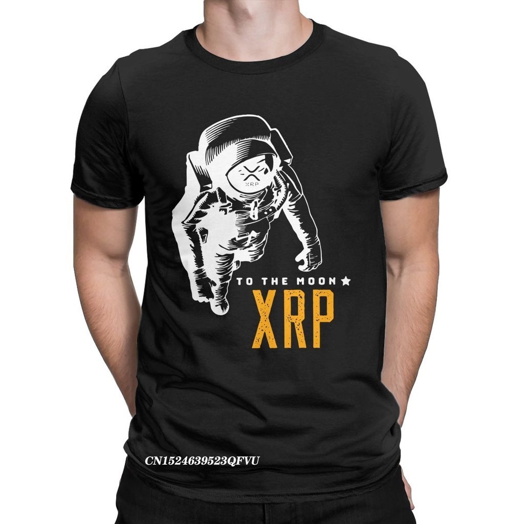 Amazing Ripple XRP Moon Tee เสื้อผู้ชายลูกเรือคอผ้าฝ้ายเสื้อ T เสื้อ Bitcoin Crypto Harajuku Tees Pa