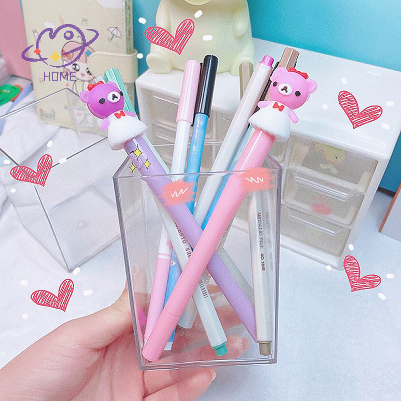 [อาจโฮม] ที่ใส่ดินสอปากกาพลาสติกใส, ที่ใส่แปรงแต่งหน้าใสถ้วยเก็บสํานักงานโต๊ะตั้งโต๊ะโต๊ะเครื่องเขียนออแกไนเซอร์ {ไทย}