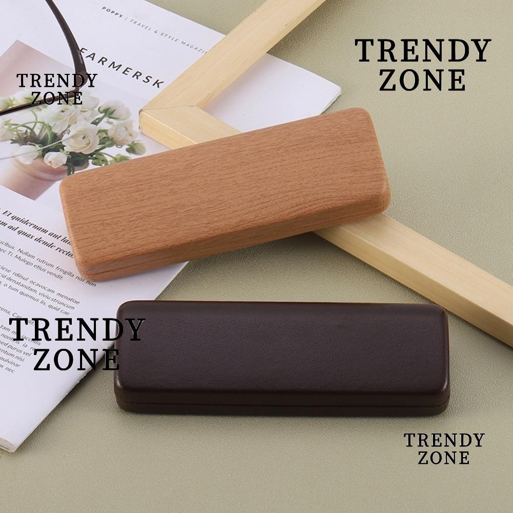 Trendyzone แว่นตา, กล่องแว่นตาหนัง PU ลายไม้, กล่องแว่นตาเปลือกแข็งป้องกันกระจกแบบพกพาผู้หญิง