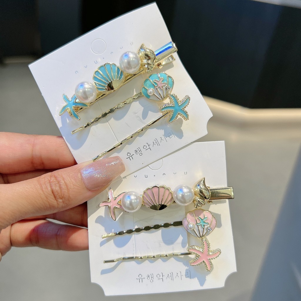 สาวหวานน่ารักคลิปด้านข้างอารมณ์ญี่ปุ่นปลาดาวดอกไม้มุกขนาดเล็กสดกิ๊บหญิง
