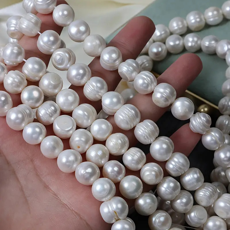 [ฝ่ายขาย] 8-9 มม. ความยาว 18 ซม. ไข่มุกน้ําจืดธรรมชาติแท้รูปร่างมันฝรั่งสตริงลูกปัด ทําเอง เครื่องประดับอุปกรณ์เสริม