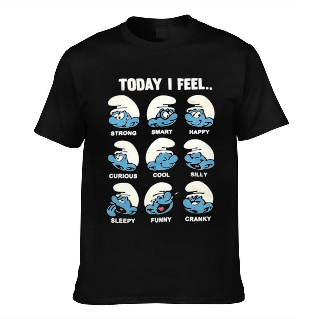 การ์ตูนแอนิเมชั่น Smurf พิมพ์ผู้ชาย ผู้หญิงสไตล์ Contrast  ผ้าฝ้ายแท้ร อบคอครึ่งแขน เสื้อยืดเด็กชา ย