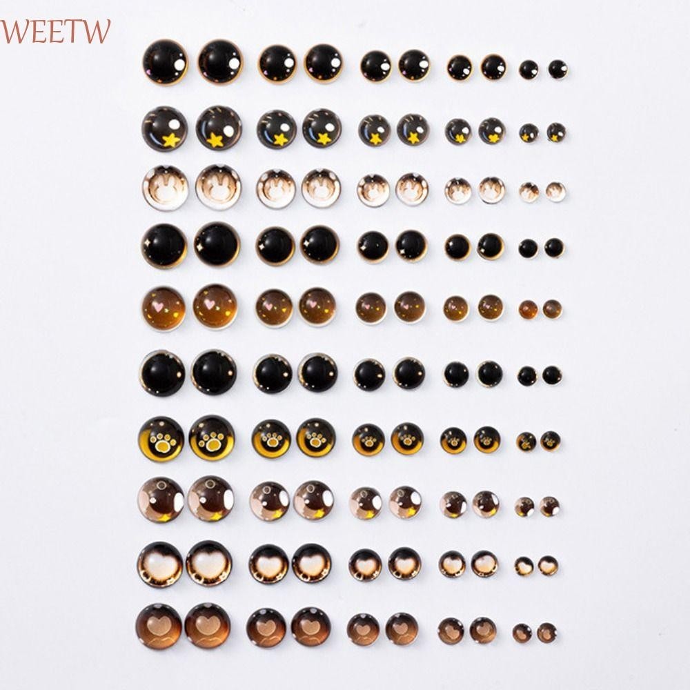 Weekw ตุ๊กตาสีน้ําตาลs Eyes, ตุ๊กตาตุ๊กตา Access Anime Eyes ฐานแบนตาหัวใจ, น่ารัก DIY น่ารักครึ่งวงกลมกระต่าย Star Eyeball Girls