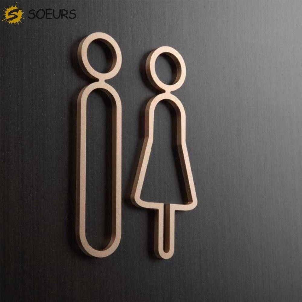 Soeurs ผู้ชายผู้หญิงป้ายห้องน้ํา,อะคริลิคสีดําทอง Washroom ป้ายชุด, Washroom Signage Plaque DIY ที่ถอดออกได้ Wc ผู้ถือป้ายคณะกรรมการห้างสรรพสินค้า