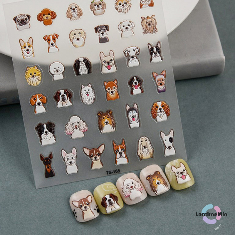 LontimeMio] สติ๊กเกอร์ติดเล็บลายนูน 5D,สติ๊กเกอร์ติดเล็บสุนัขลูกสุนัขสําหรับสุนัขและคนรักใหม่