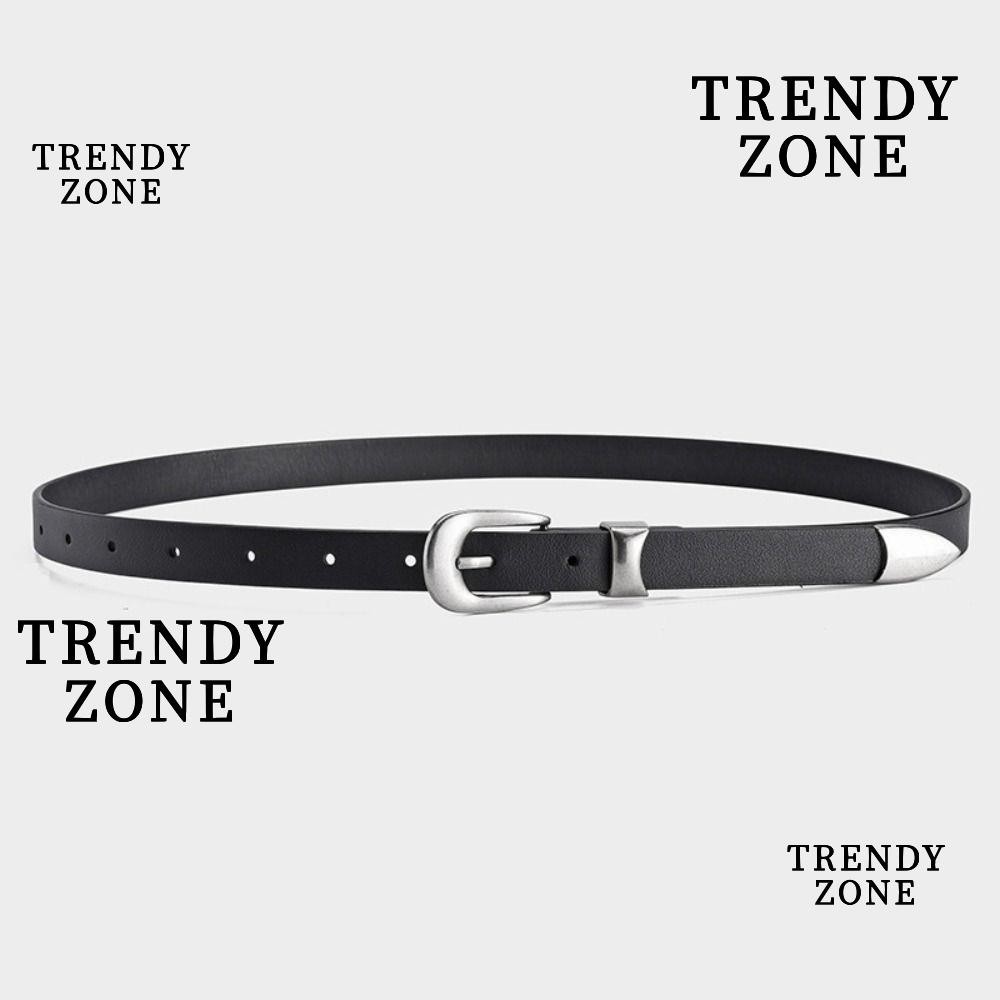Trendyzone เข็มขัดดีไซน์หรูหรา,เข็มขัดหนัง Pu สีดําเรียบง่าย,แฟชั่น 6 รูปแบบกางเกงยีนส์ลําลองสายรัดเอวผู้ชายและผู้หญิง