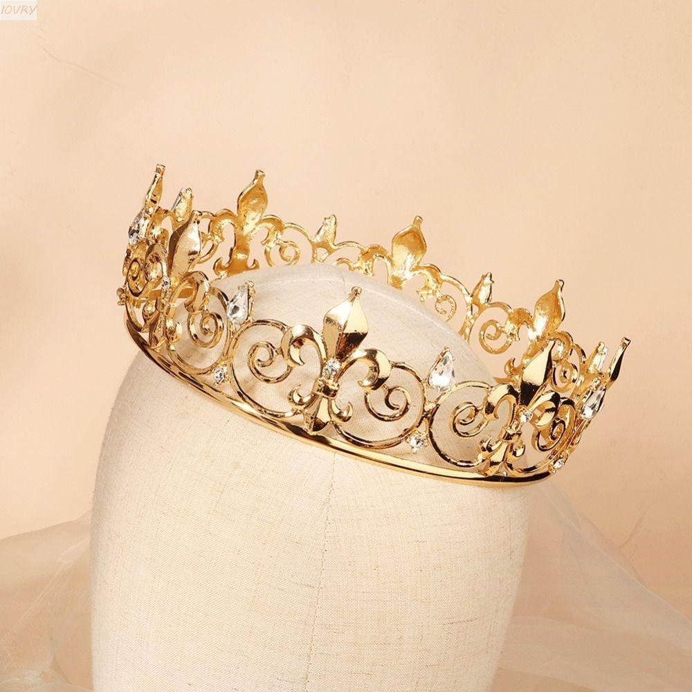 มงกุฎเจ้าชายโลหะ IVORY, ห่วงผมสไตล์เกาหลี King Crown, Simple Bar Mitzvah Crown โลหะผสมแถบคาดศีรษะรอบ Tiaras งานแต่งงาน