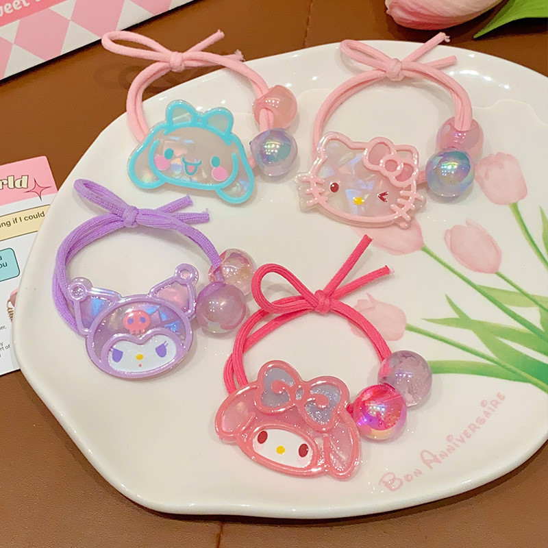 SANRIO ซานริโอ แหวนผมเด็กหญิง คุโรมิ หางม้าสูงยางรัดยืดหยุ่นสูงเครื่องประดับผม