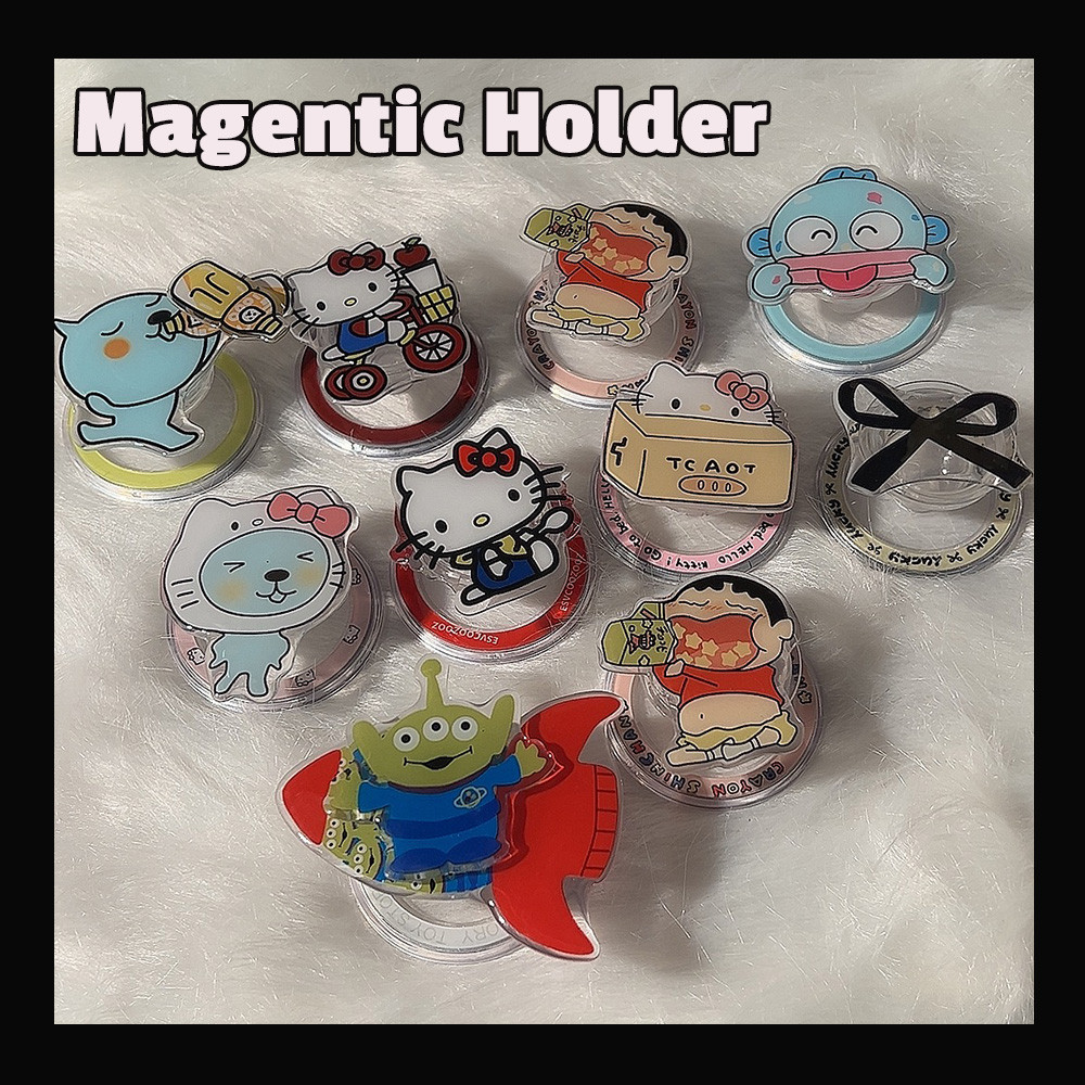 การ์ตูน Cat Puppy Crayon Shin-chan Magnetic Holder Grip Tok Griptok Popsocket Stand Holder Bracket Multi-color Phone HolderTablet Support Mount