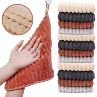 [ ที่โดดเด่น ] ผ้าเช็ดมือกํามะหยี่ปะการัง-บนโต๊ะอาหารเช็ดเศษ…