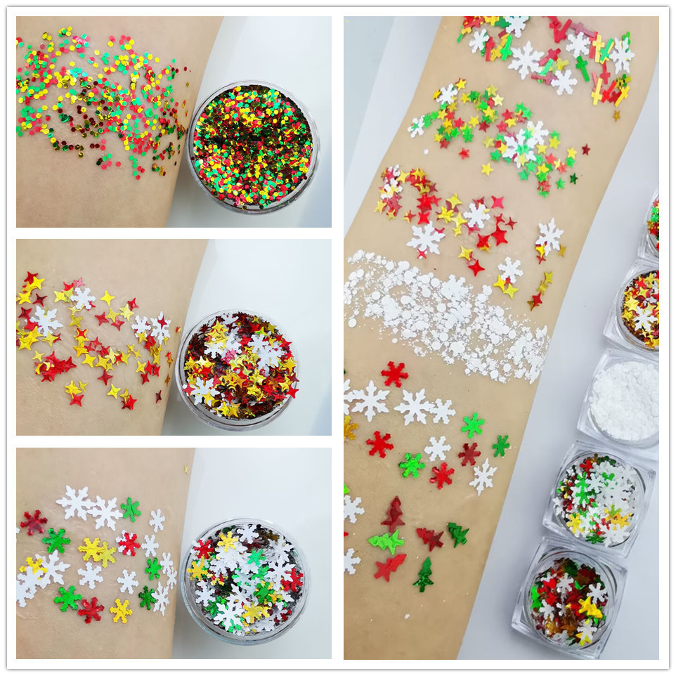 คริสตัลกลิตเตอร์บนใบหน้าเจลเลื่อมเกล็ดหิมะคริสต์มาสแต่งตา DIY ต้นคริสต์มาส