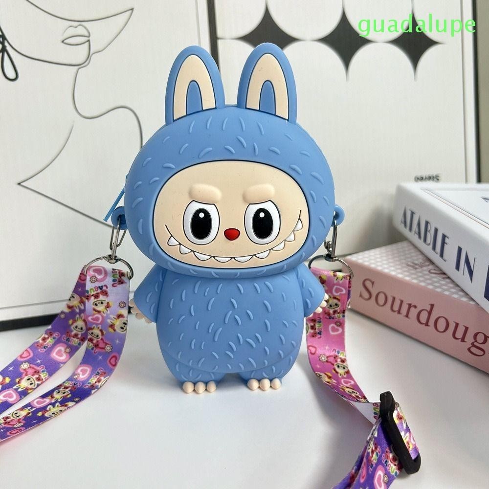 Guadalupe Labubu กระเป๋าสะพายข้าง, กระเป๋าสะพาย Labubu ตุ๊กตากระเป๋าใส่เหรียญซิลิโคน, แฟชั่นน้ําหนักเบาเปลี่ยนกระเป๋าเก็บกระเป๋าการ์ดกระเป๋าเดินทาง