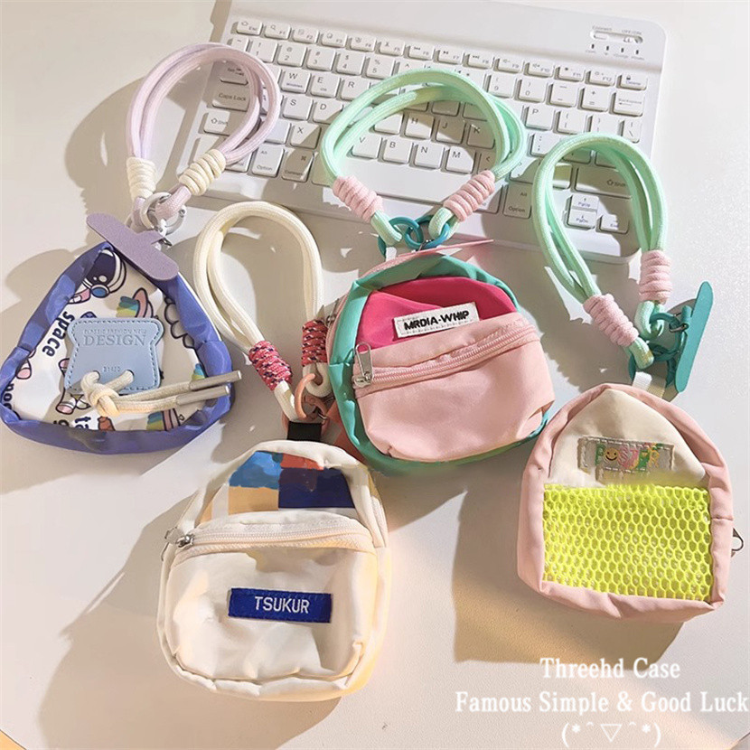 Ins เกาหลี Anti-lost Lanyard + กระเป๋าเงินกระเป๋า Key Chain น่ารักมัลติฟังก์ชั่กระเป๋าเหรียญหูฟังกระเป๋า Creative Mini กระเป๋านักเรียนสําหรับโทรศัพท์มือถือ