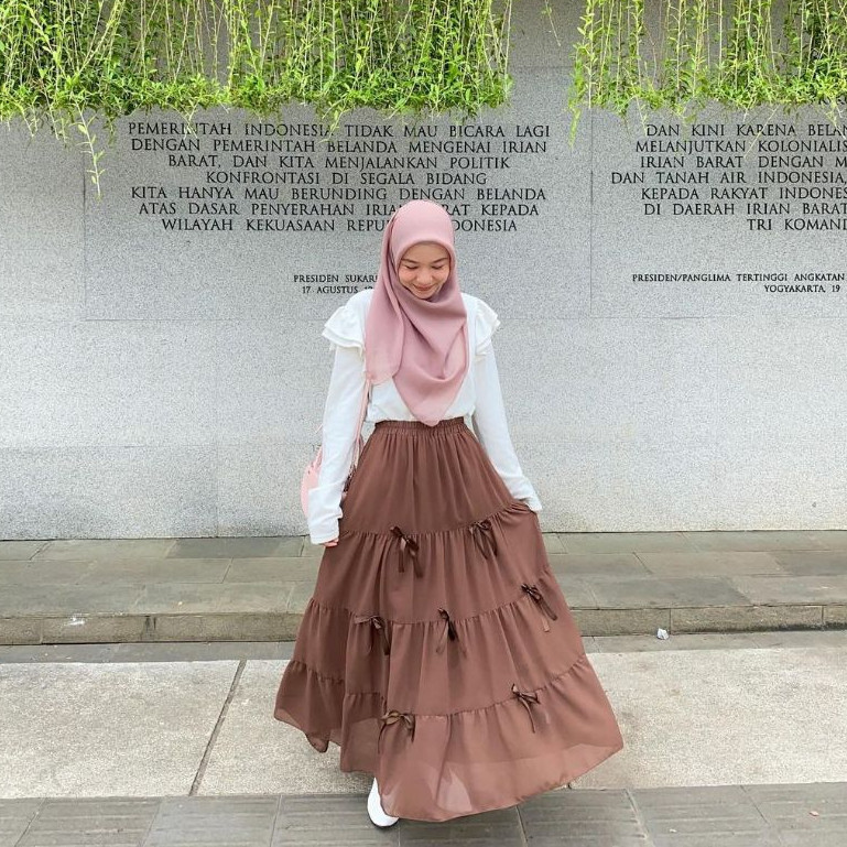 Ortwo - ZRX BUNKO ROK PITA COQUETTE / PEONY RIBBON SKIRT / ROK COQUETTE RAMPLE สไตล์เกาหลี / กระโปรง