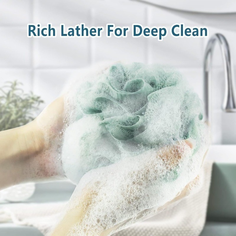 ลูกอาบน้ําขนาดใหญ่สองสี - ตาข่ายฟองนุ่ม - ดอกไม้อาบน้ําขัดผิว - เครื่องขัดหลัง - รูปที่ 3